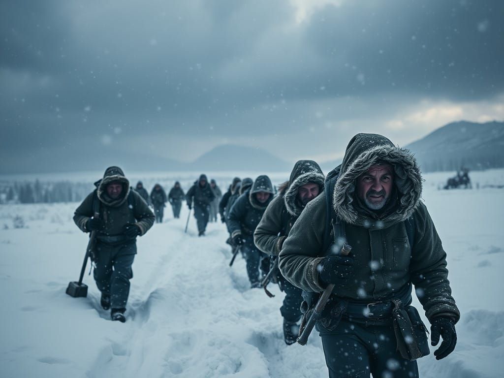 Survivors in a Bleak, Snow-Enshrouded Winter Landscape