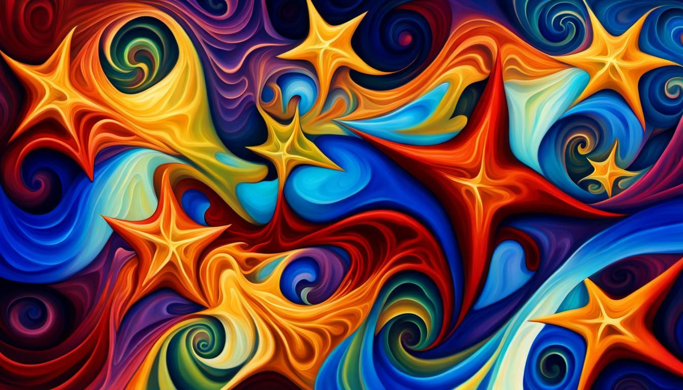 Vivid Stars in Abstract Impasto Painting