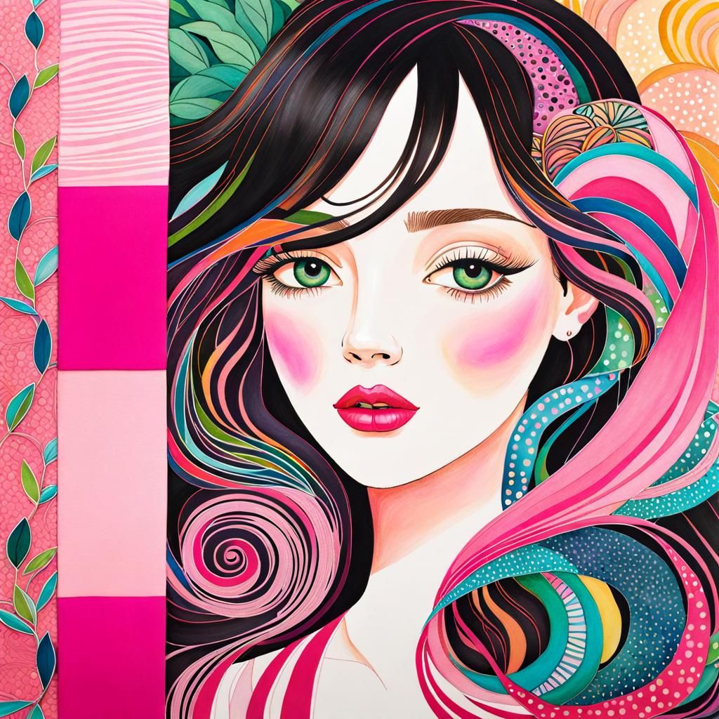 COLOURFUL swish scrapbook LAYERED DRAWING, blurred-edges,  W...