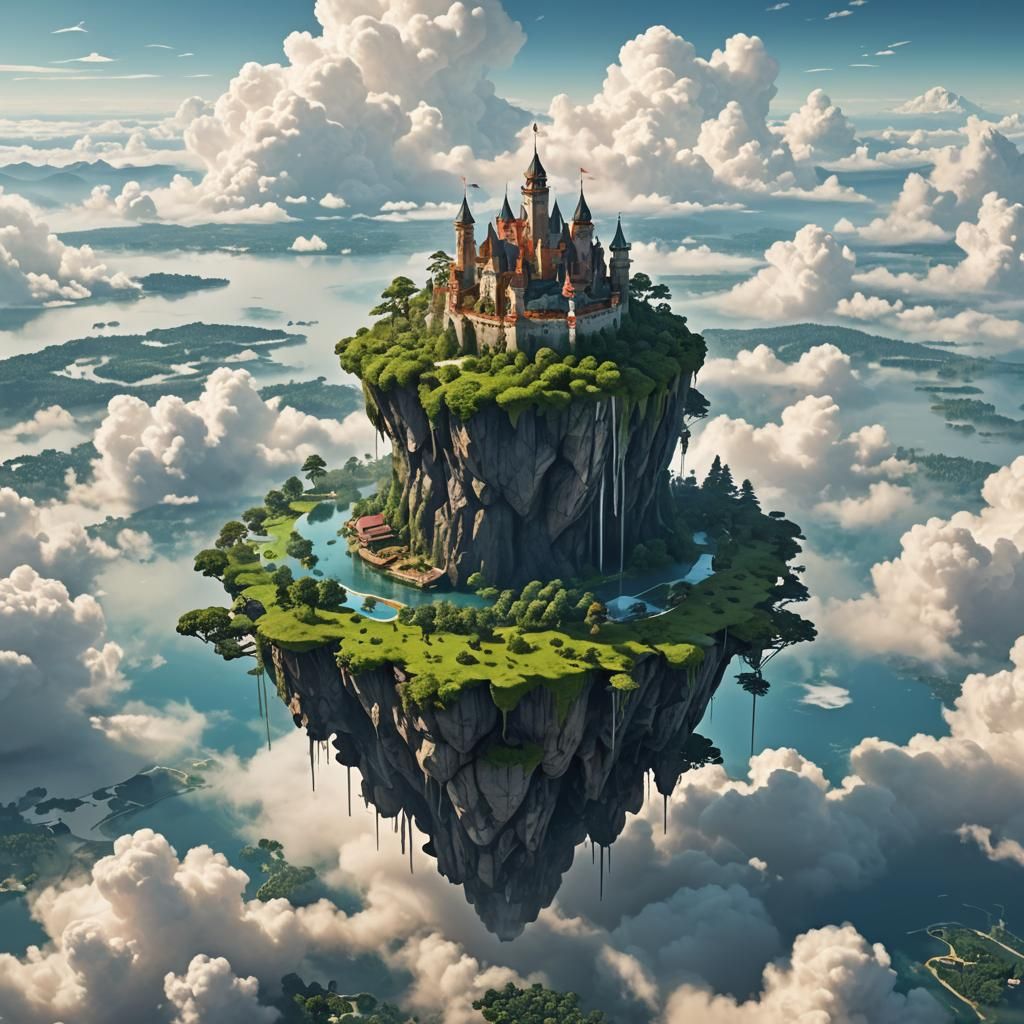 Floating Island City in the Clouds