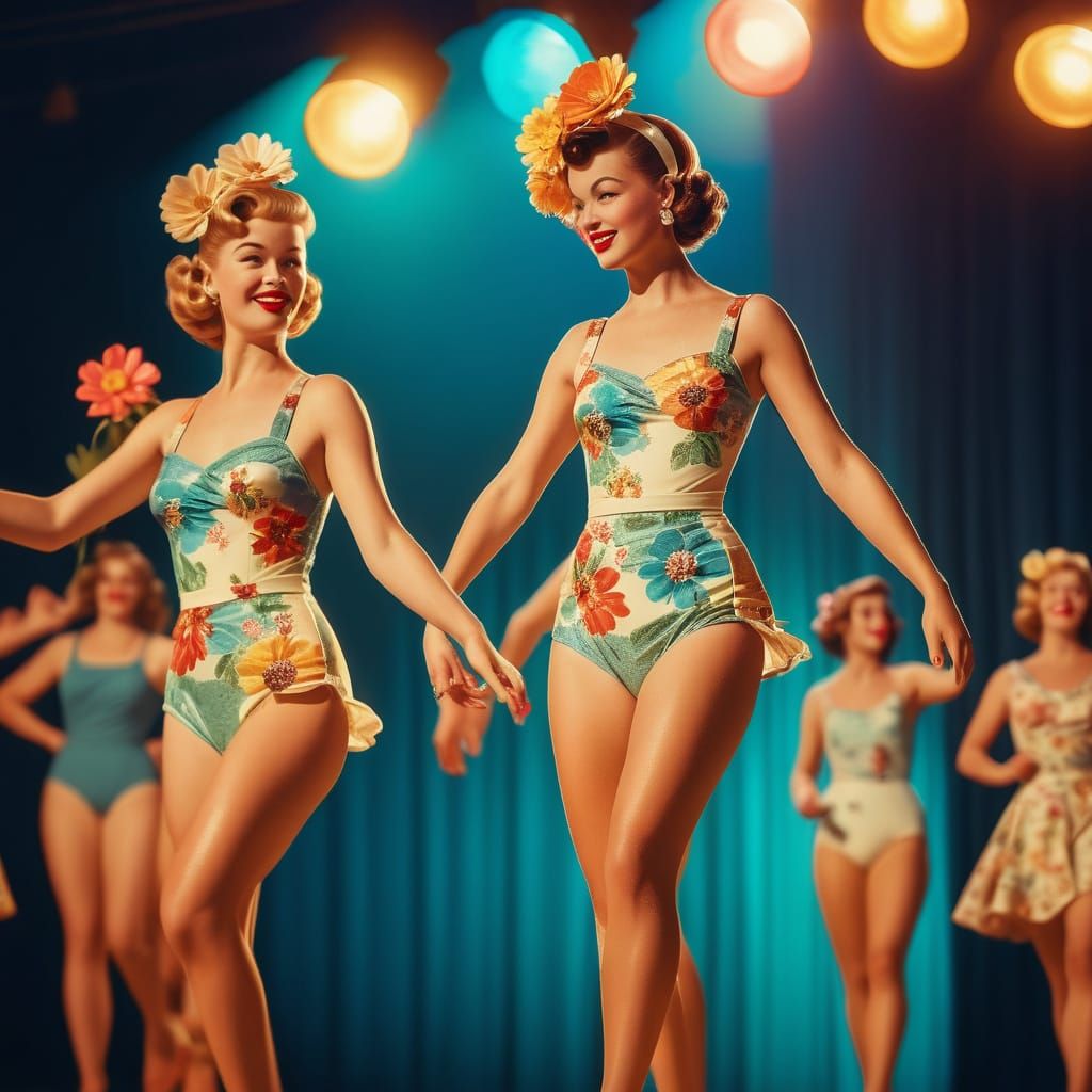 Vintage Pin-Up Beauty Pageant in Retro Style
