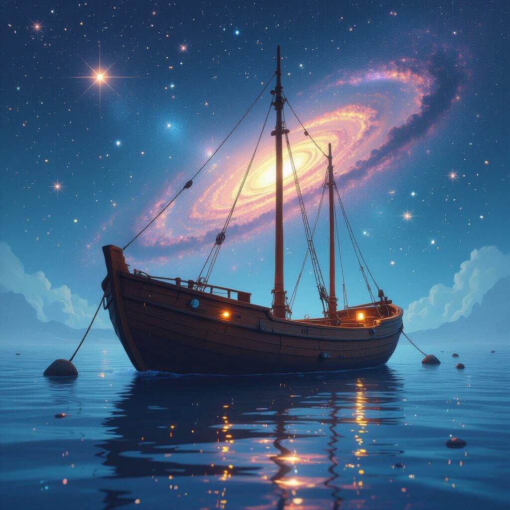 Vibrant Galaxy with Driftwood in Futuristic Style