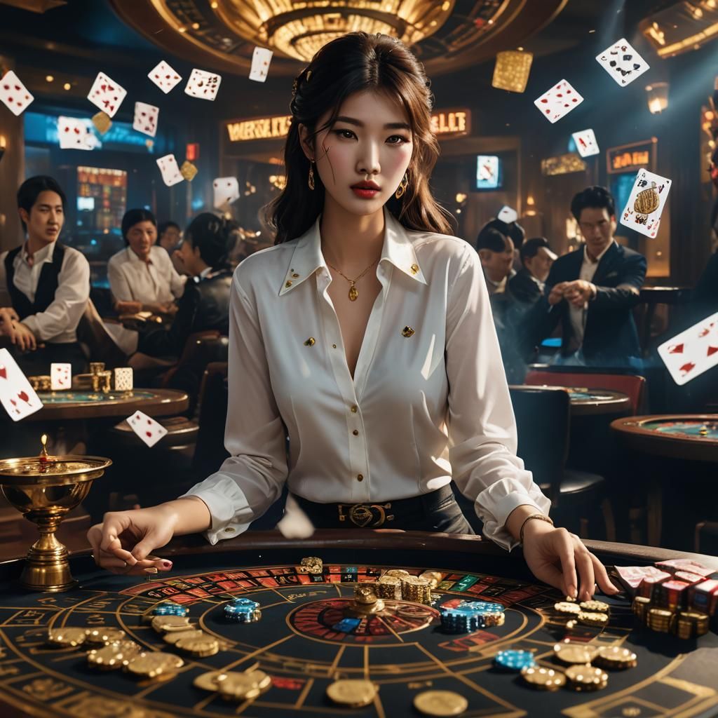 Bae Suzy at Roulette Table with Lightning, Matte Painting