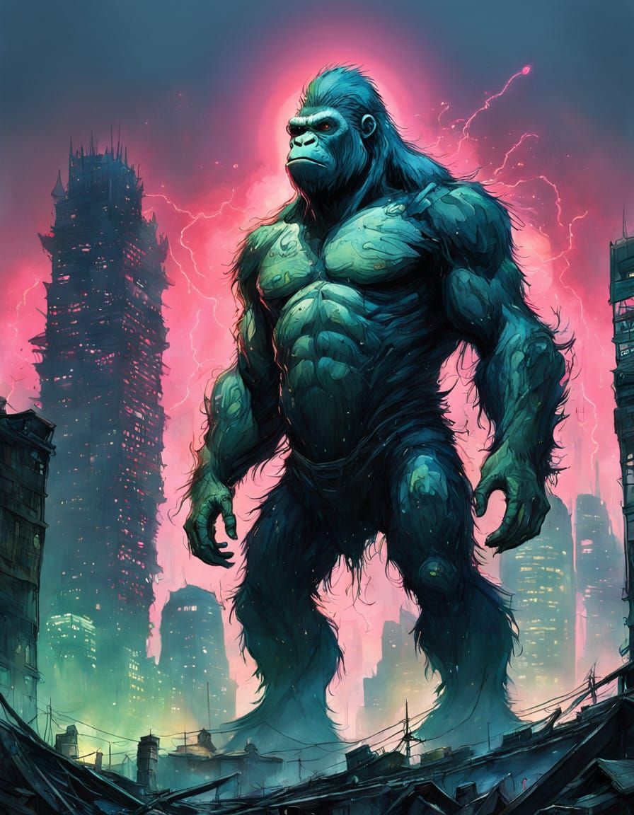 Ghostly Albino King Kong Raids Post-Apocalyptic London