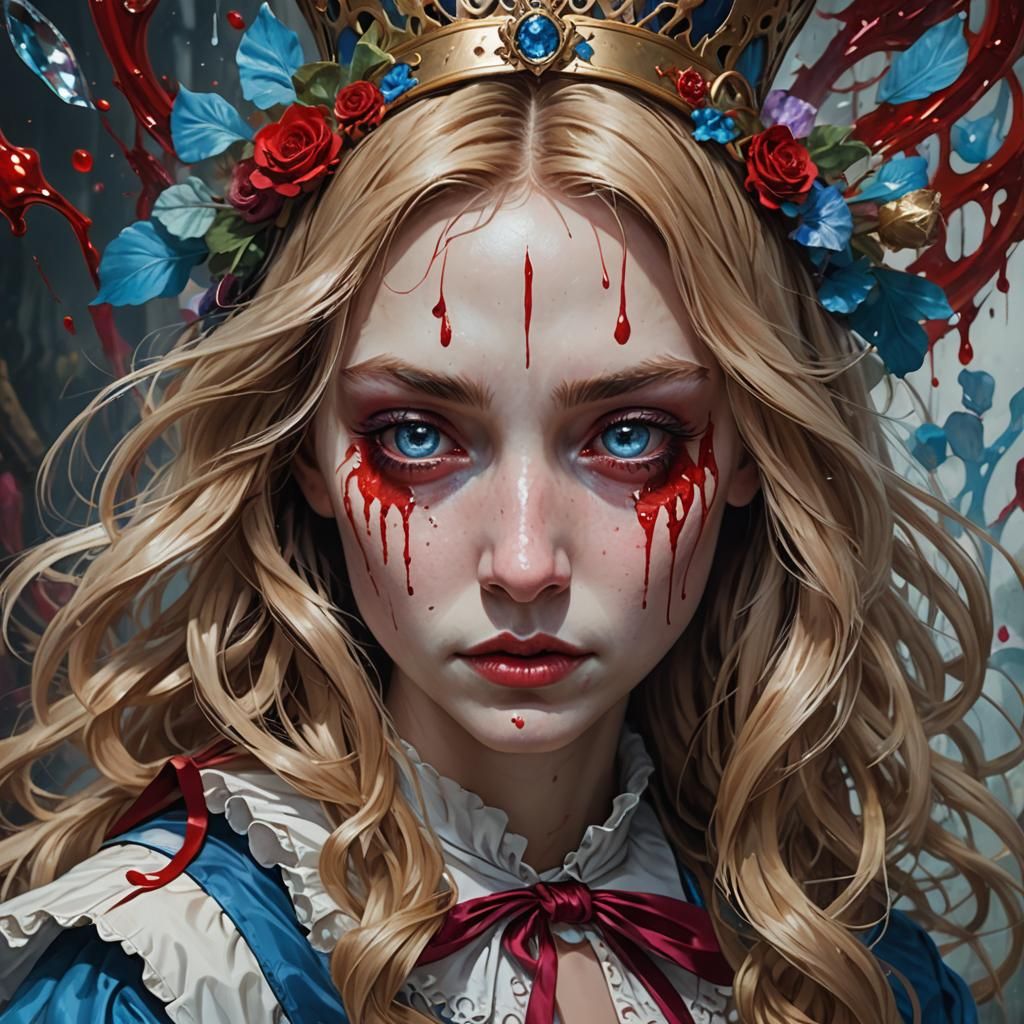 Alice in Wonderland crying blood tears