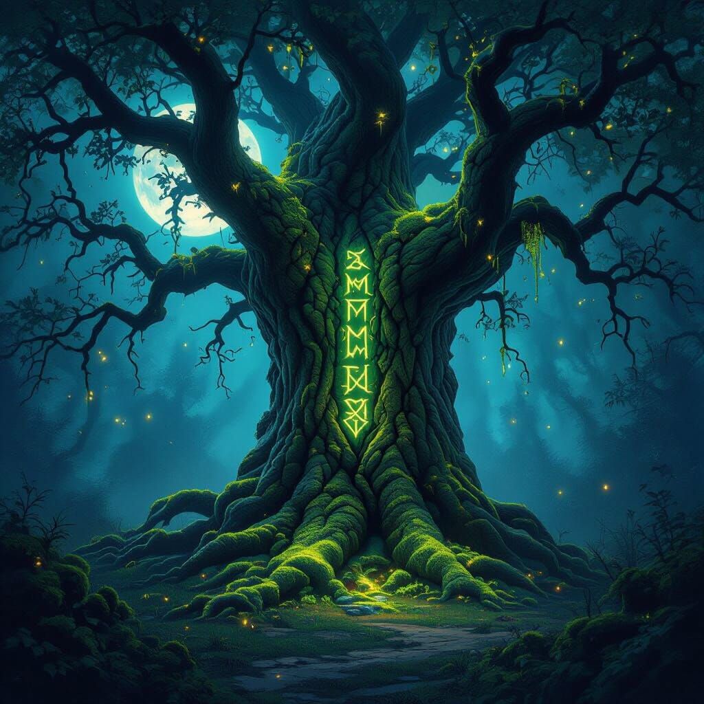 Majestic Ancient Tree in Mystical Forest