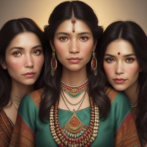 Cheyenne Sisters Portrait in Steve McCurry Style