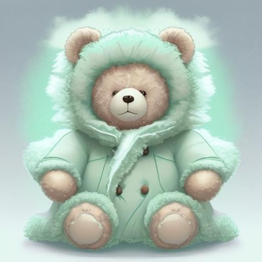 Mint Green Teddy Bear in Airbrush Style