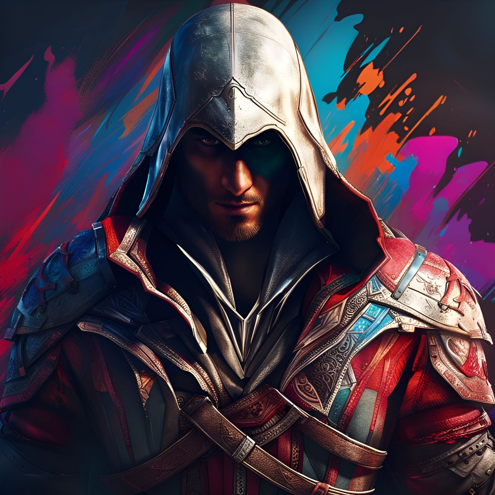 Future Assassin in Hyperrealistic Splash Art Style