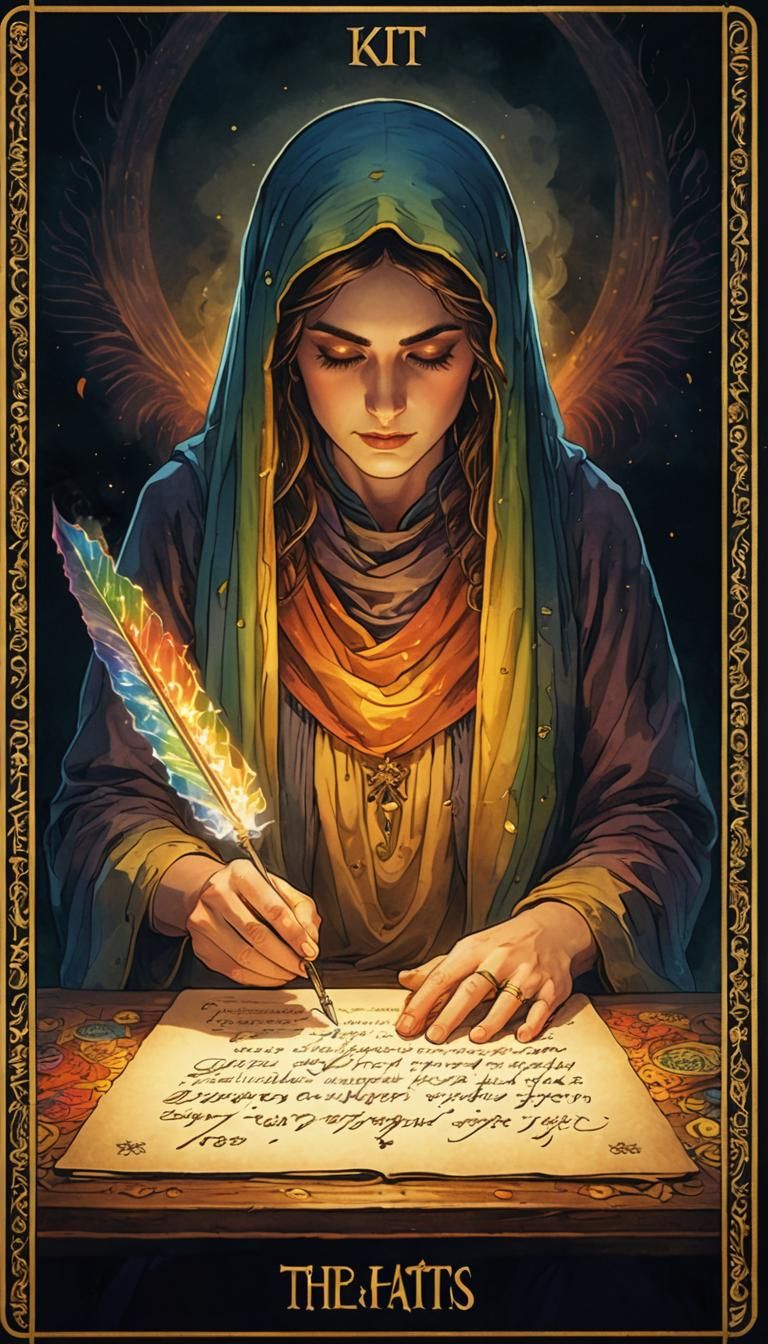 Mystic Poet Reading Tarot with Rainbow Fate