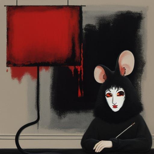 Abstract Painting in Red and Black