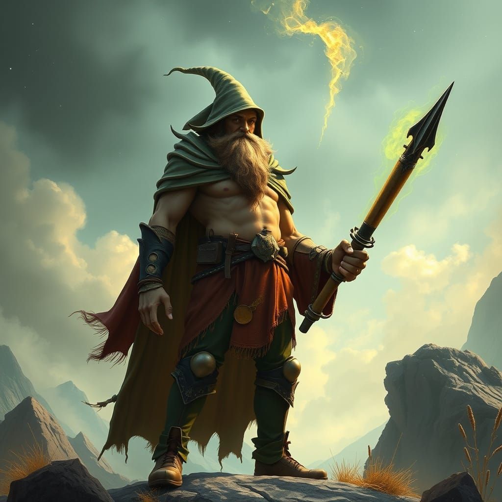 Young Modern Wizard Wields Bazooka in Powerful Stance