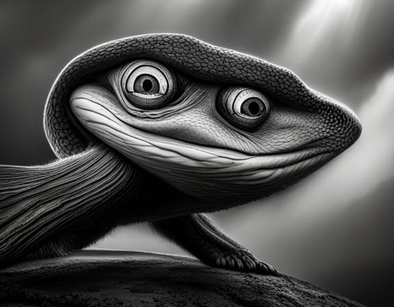 Hyperrealistic Turtle Ripping Through Tree