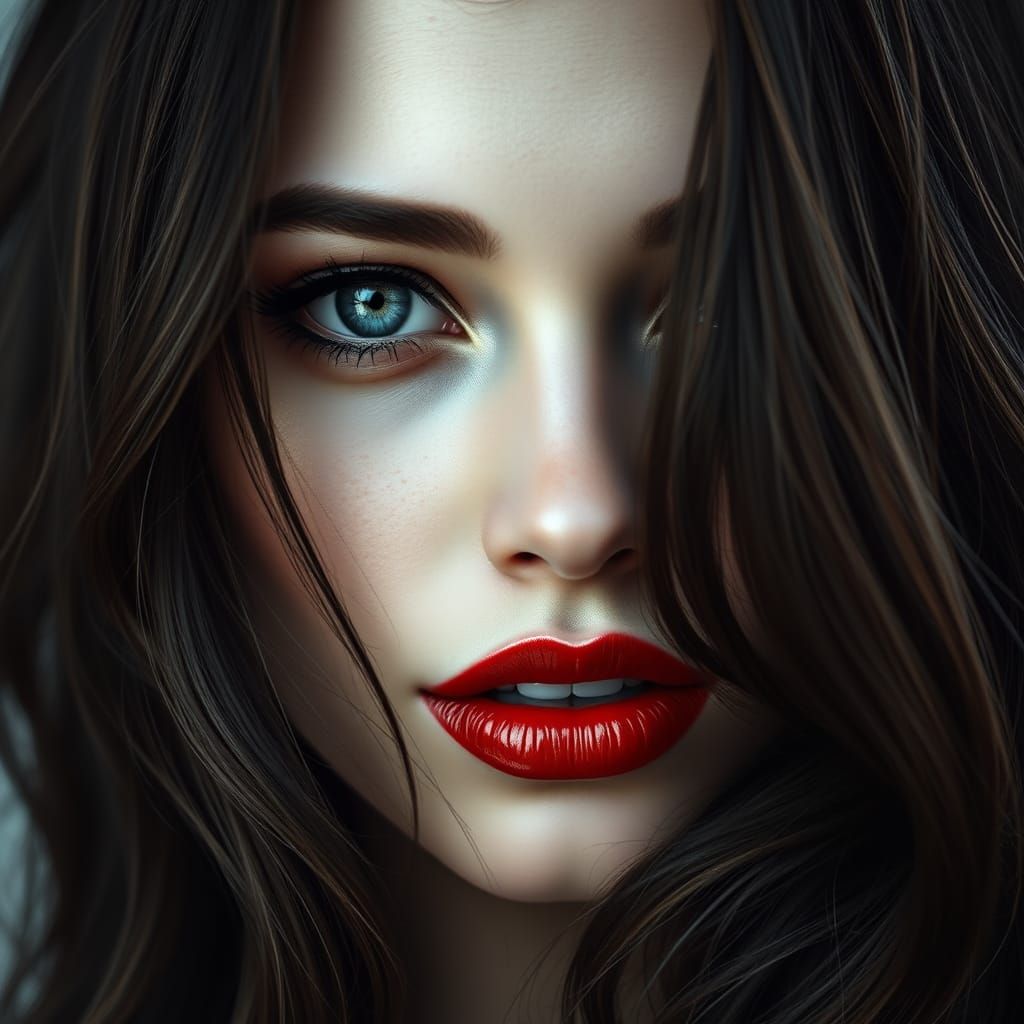 Hyper-Realistic Digital Portrait of a Mysterious Young Woman