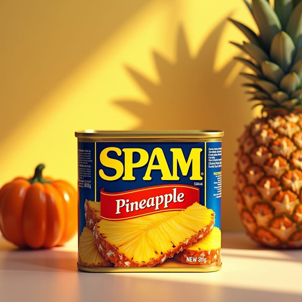 Vintage Pineapple SPAM Still-Life in Photorealistic Style