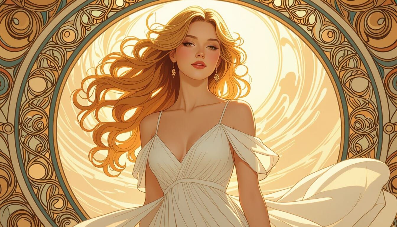 Golden Haired Woman in Art Nouveau Style