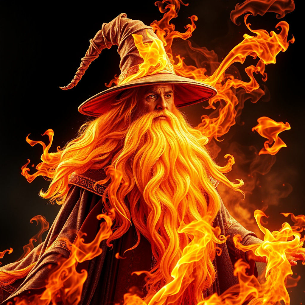 Gandalf as Fire Wizard in 3D Concept Art