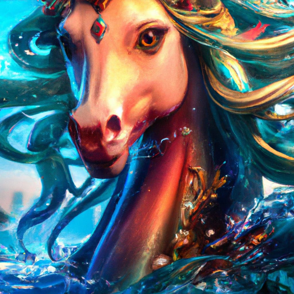 Seahorse Goddess Portrait in Hyperdetailed Digital Art