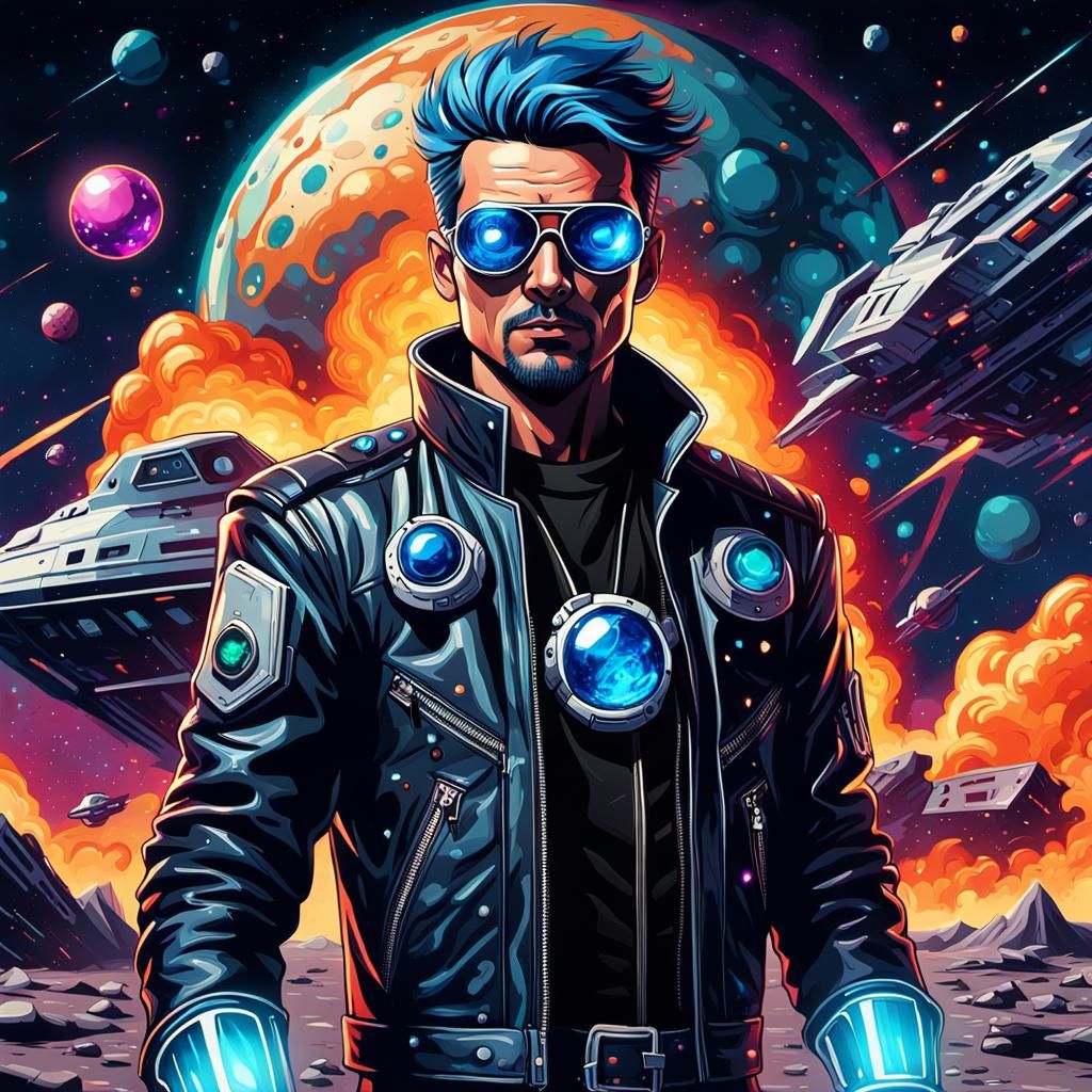 Retro-Futuristic Space Wanted Poster in Fauvist Style