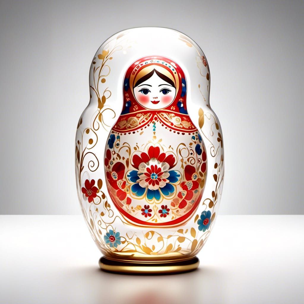 Translucent Glass Matryoshka Dolls in Infinite Recursion