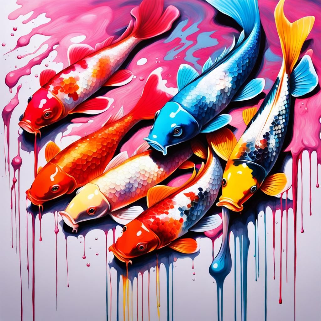 Koi Fish in Nail Polish: Graffiti Splash Art