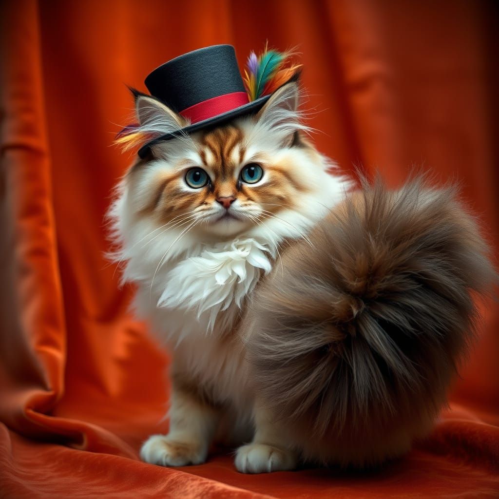 Whimsical Ragdoll Cat in Elegant Top Hat