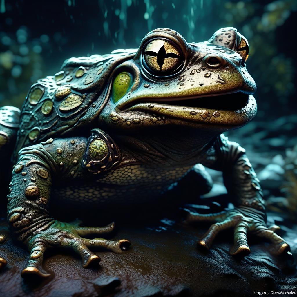 Sinister Demon Toad in Detailed Matte Painting
