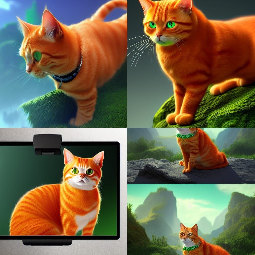 Orange Tabby Cat Portrait in Detailed Digital Painting