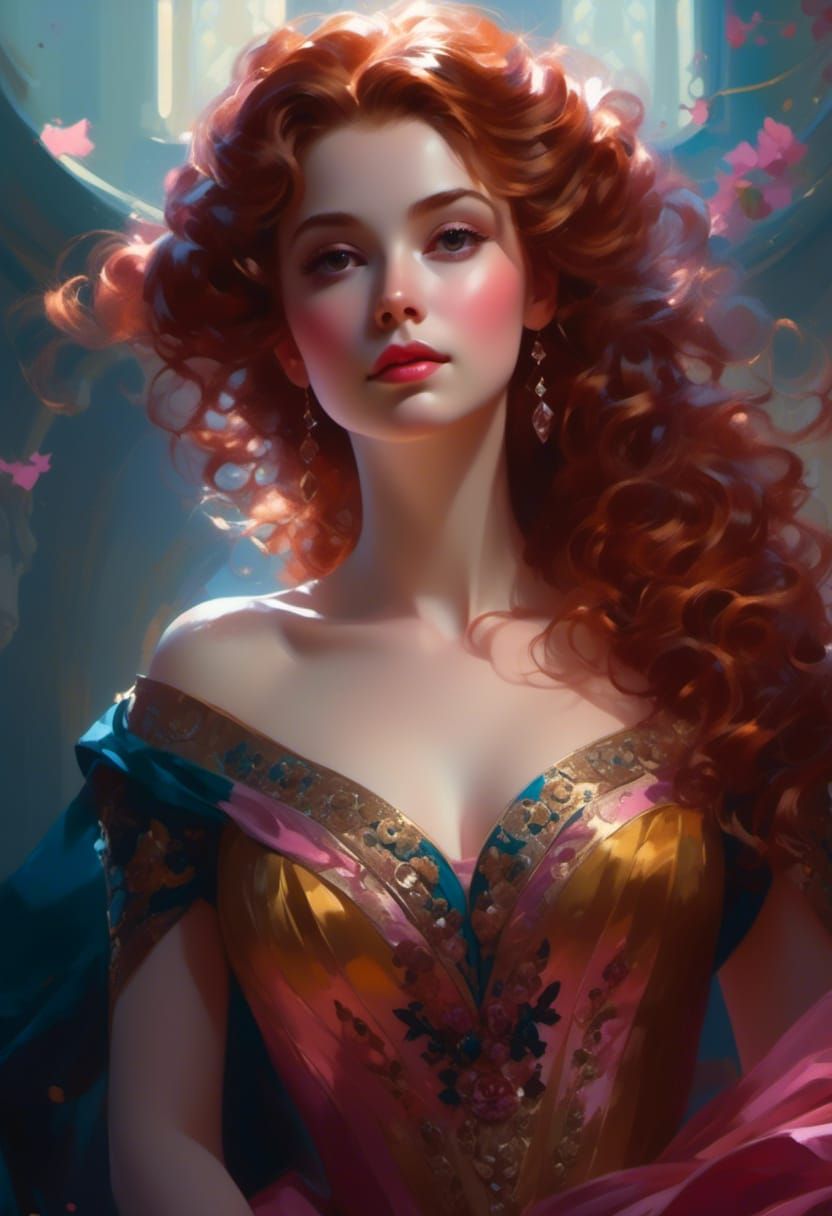 Princess Belle Portrait in Art Nouveau Style