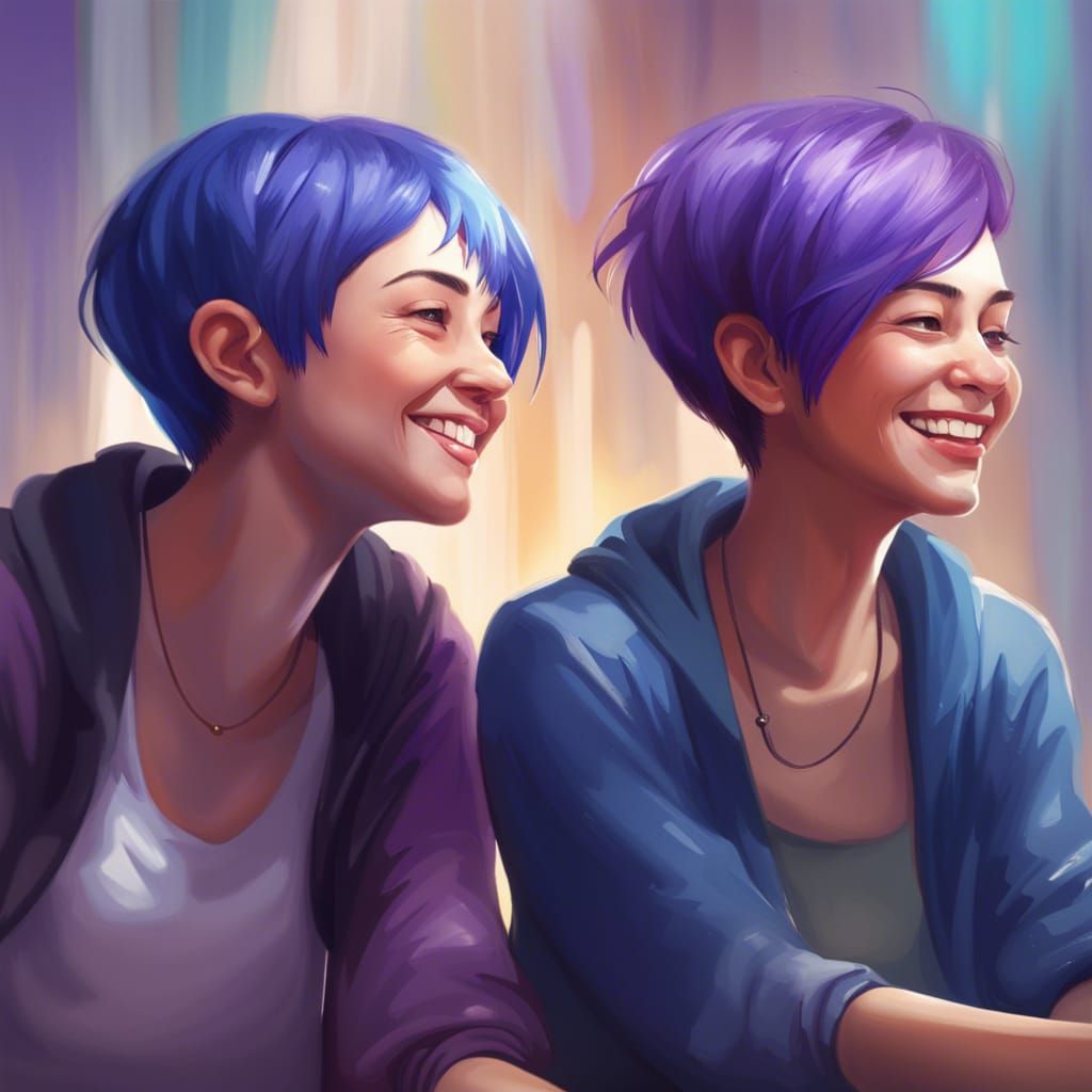 Smiling People with Purple and Blue Hair