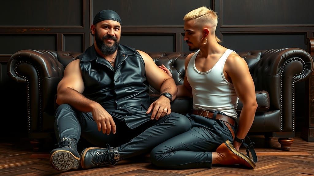 Confident Leather Master in Traditional Apron and Boots, Fla...