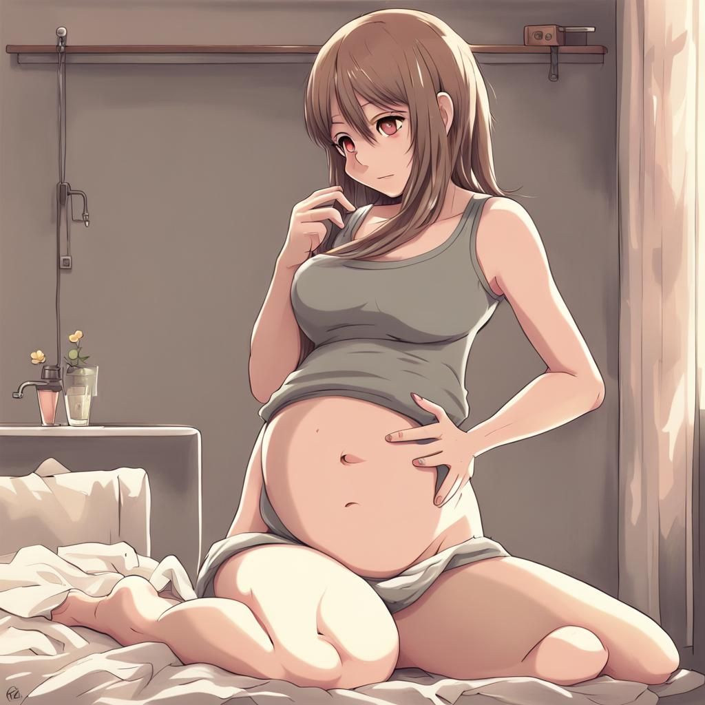 Pregnant Girl in Anime Style