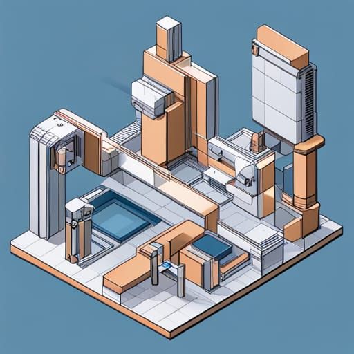 Mechanical Assembly in Trimetric Axonometric Projection