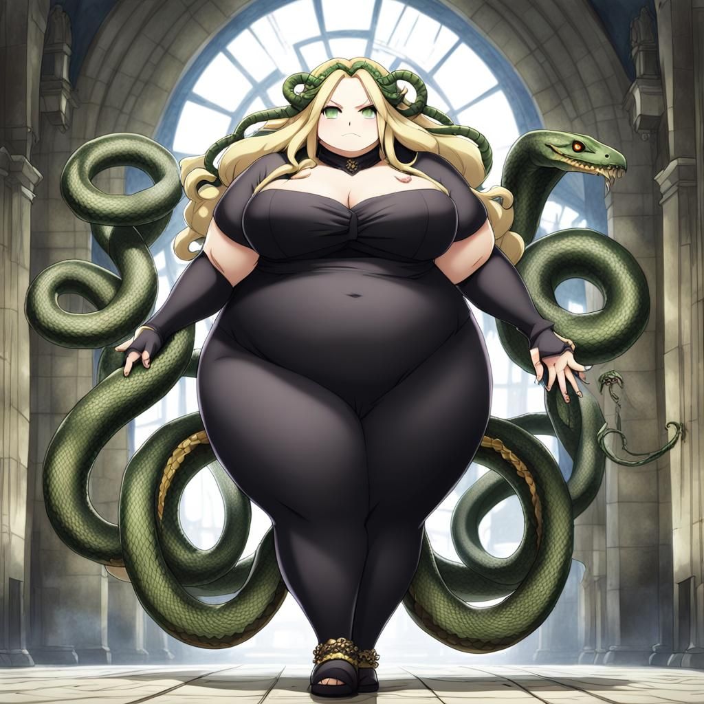 Gothic Anime: Obese Medusa with Snake Decoration