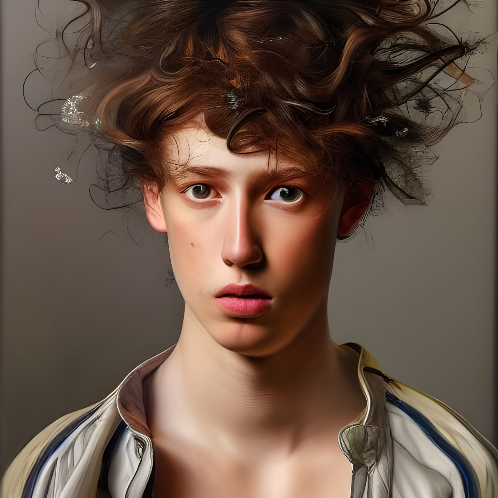 Hyperreal Portrait of Young Adult with Magic Particles
