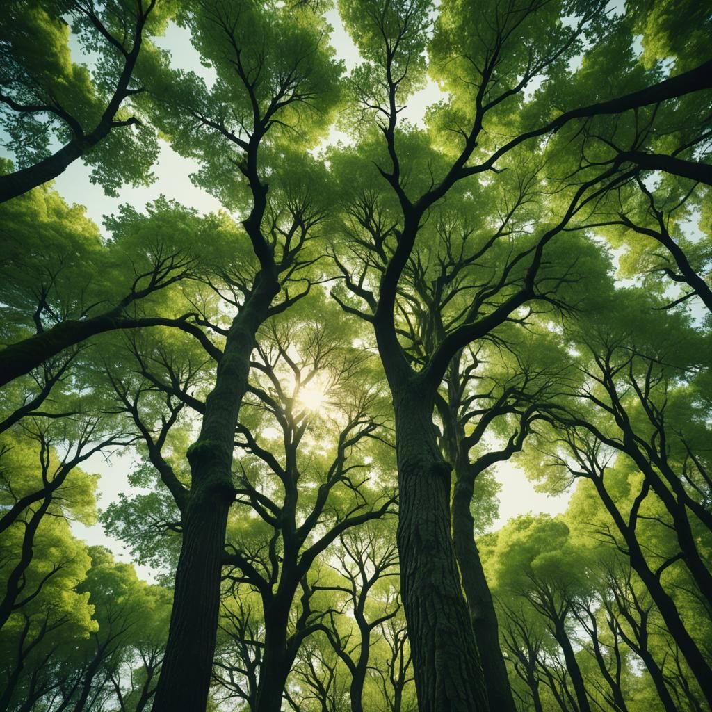 Cinematic Sunlight Through Whispering Green Trees