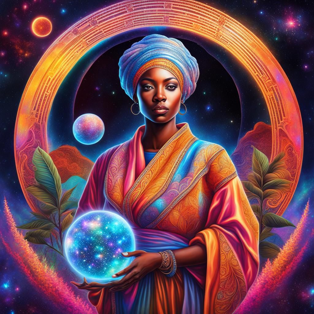 Cosmic African American Figure in Visionary Art