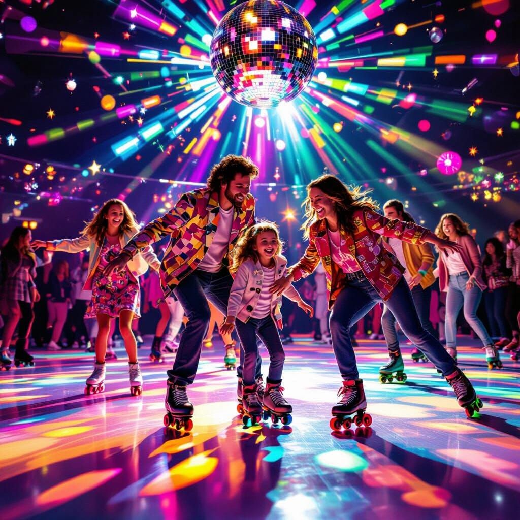 Families Skate Under Disco Ball at Decades Night