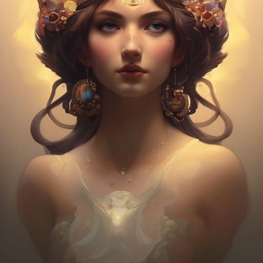 Goddess of Animals Portrait in Hyperdetailed Style