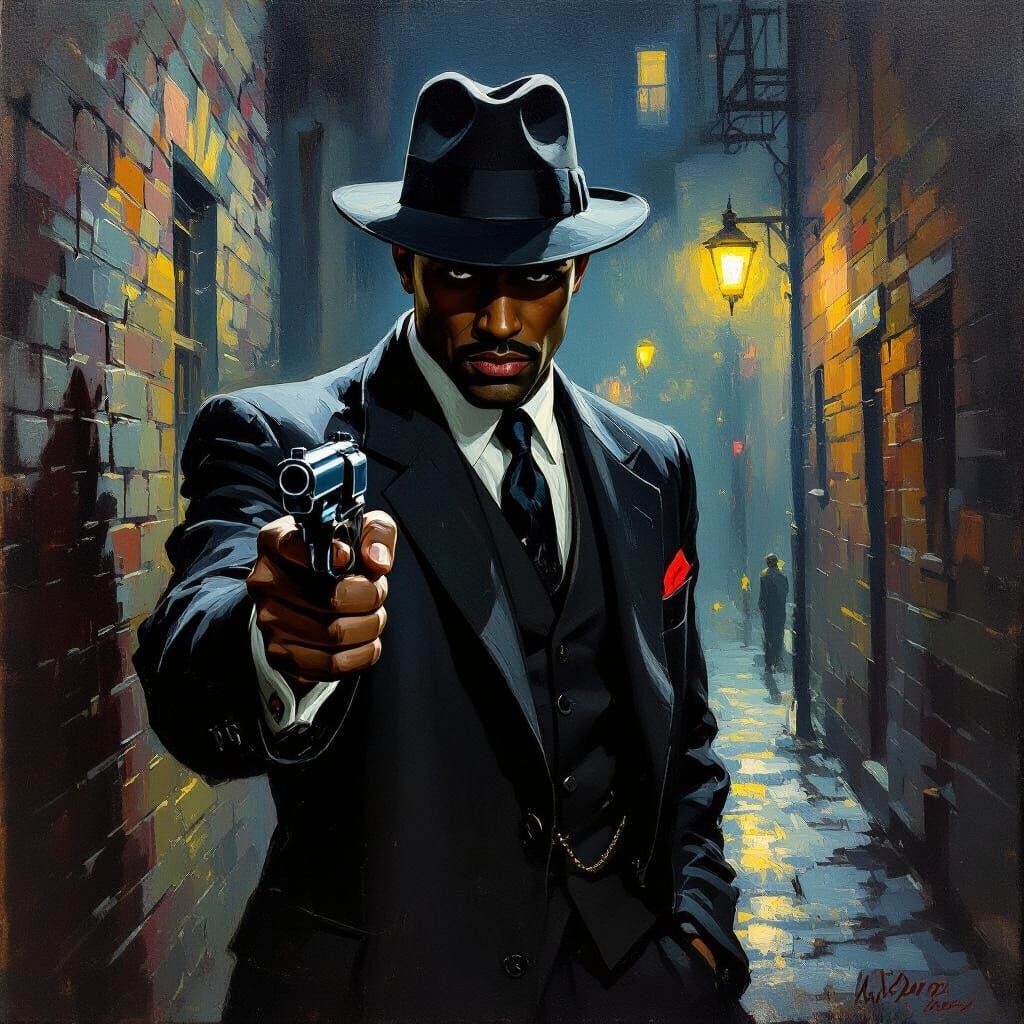 1940s Gangster in Oil Painting Style