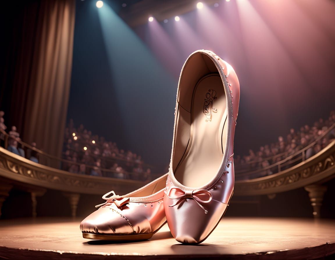 Cartoon Pointe Shoe With Eyes On Stage In Pixar Style