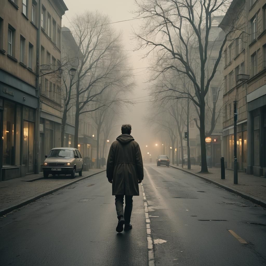 Misty Berlin Street Scene in Cinematic Style