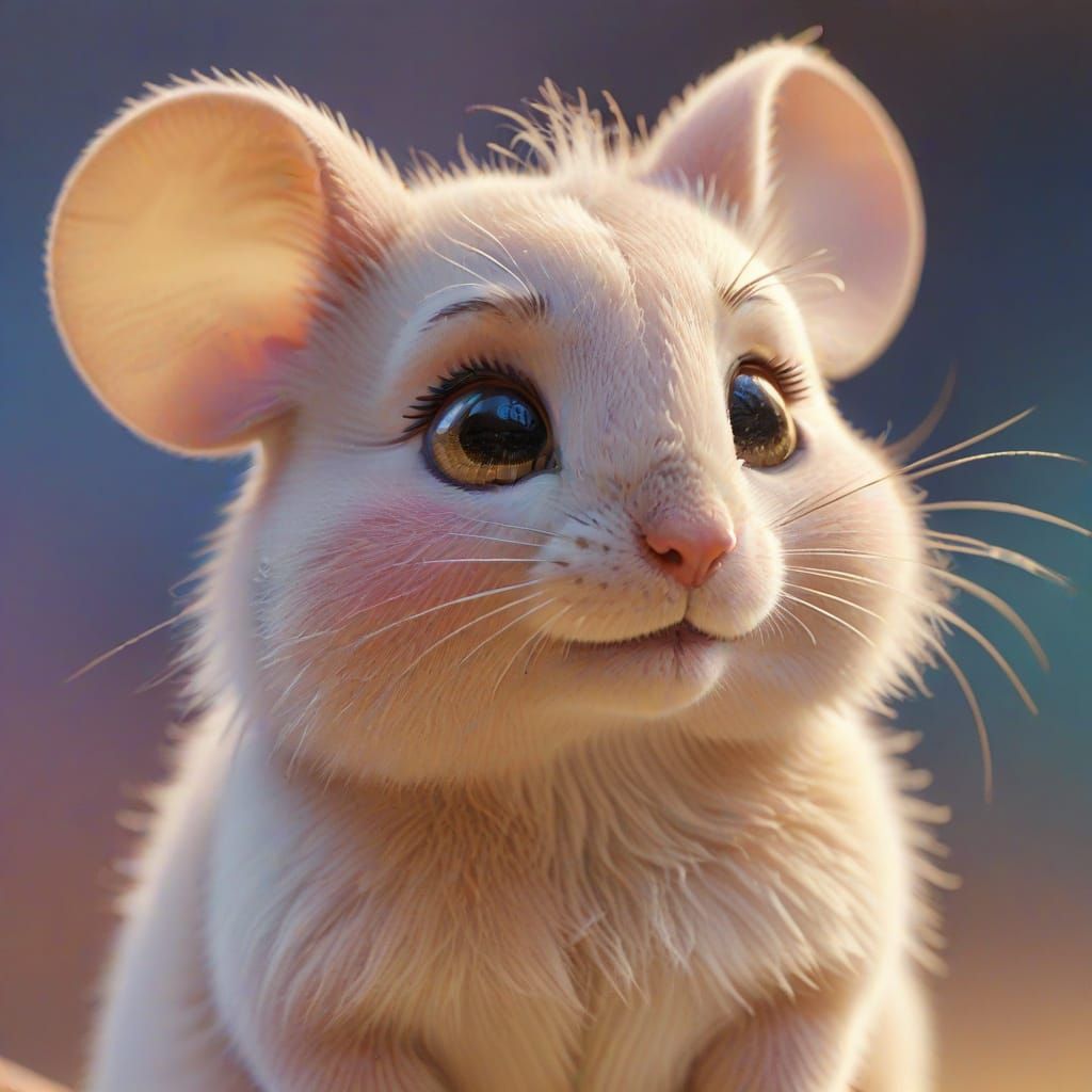 Shy Mouse Close-Up in Pixar Cartoon Style