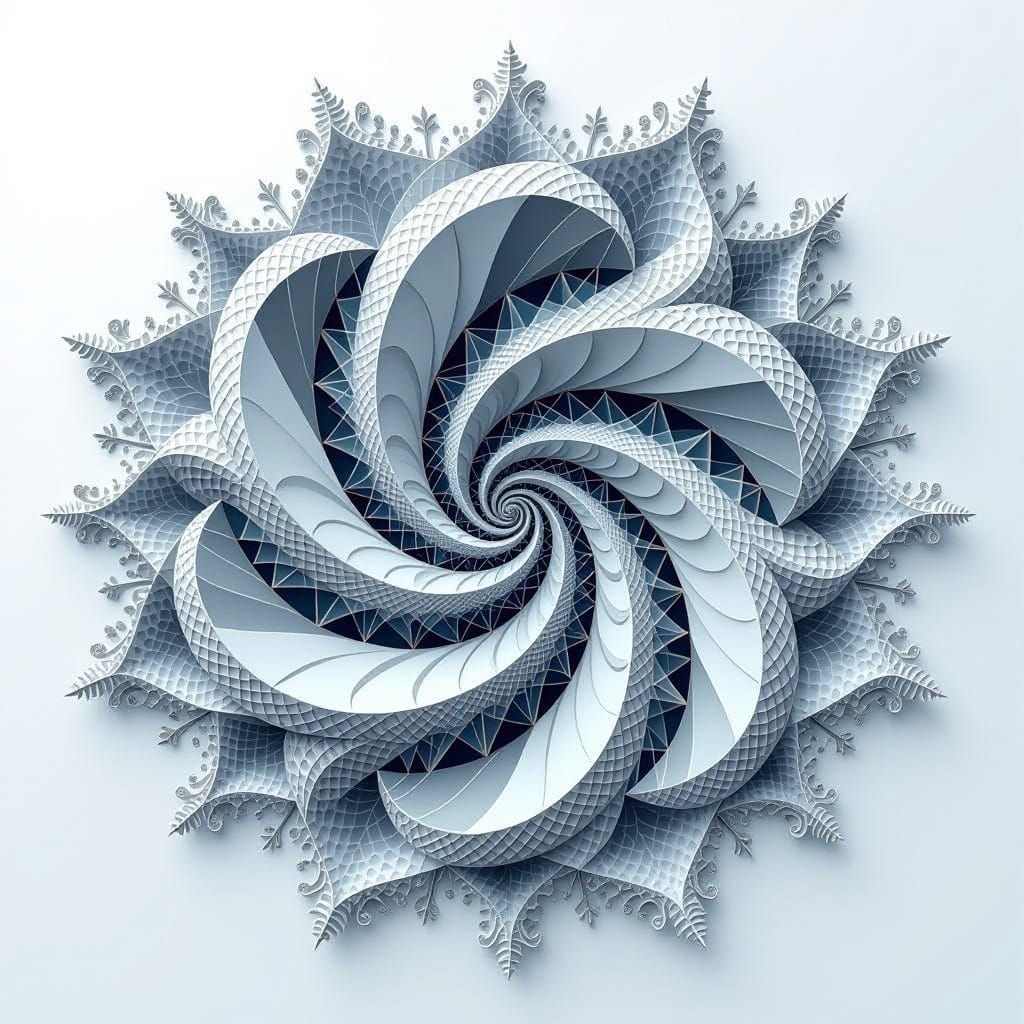 Fractal Waves in Zentangle-Inspired 3D Art