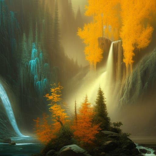 Golden Aspen Tree in High Gothic Fantasy Landscape