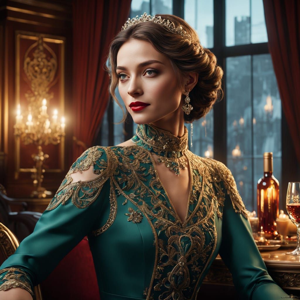 Luxurious Bistro Scene in Hyper-Realistic Style