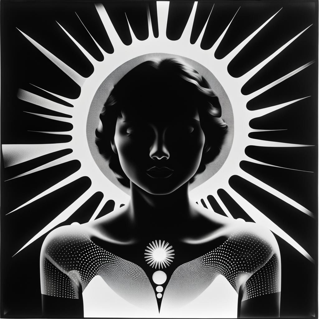 Abstract Photogram of Woman in Black and White