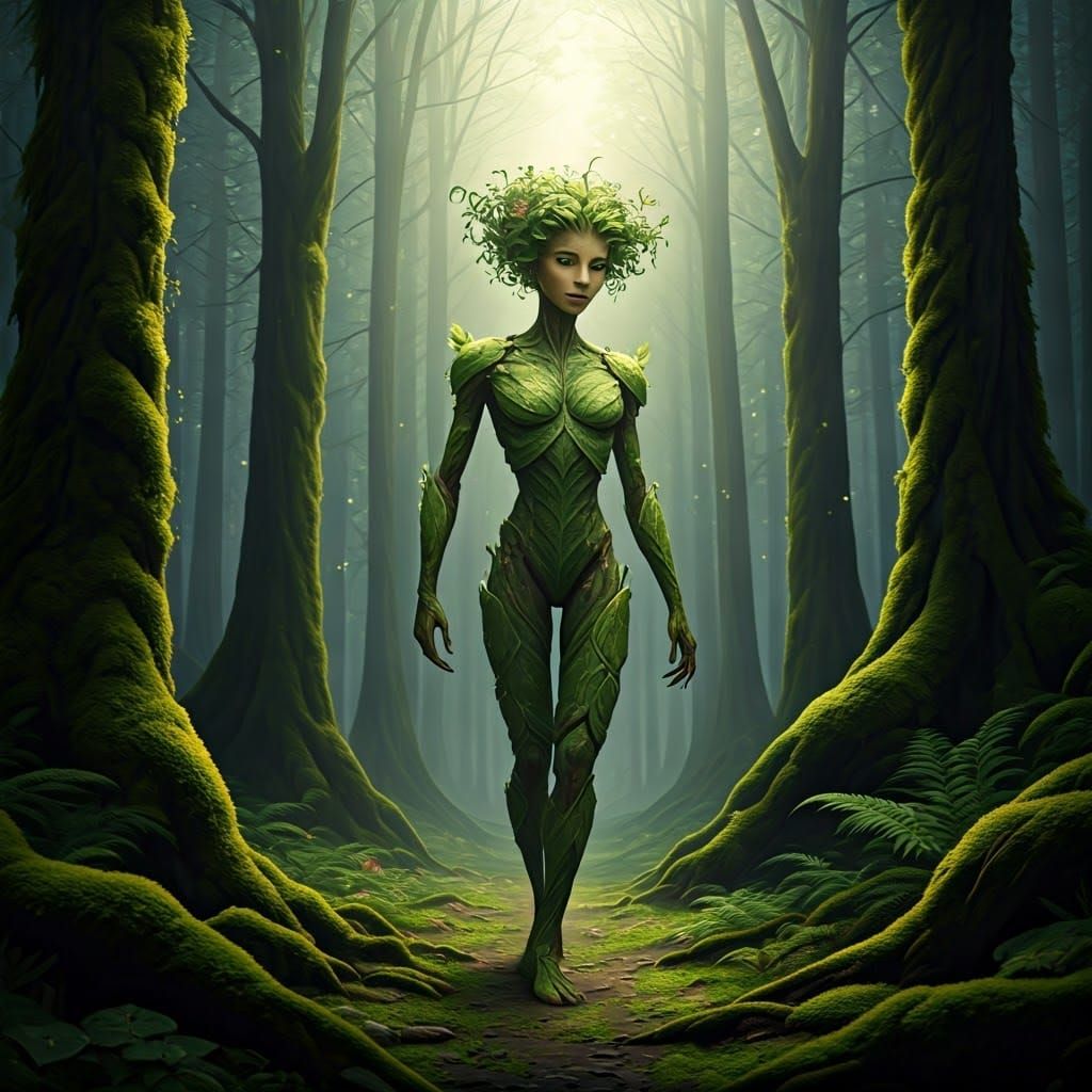 Whispering Wood Nymph Embarks on a Serene Forest Journey