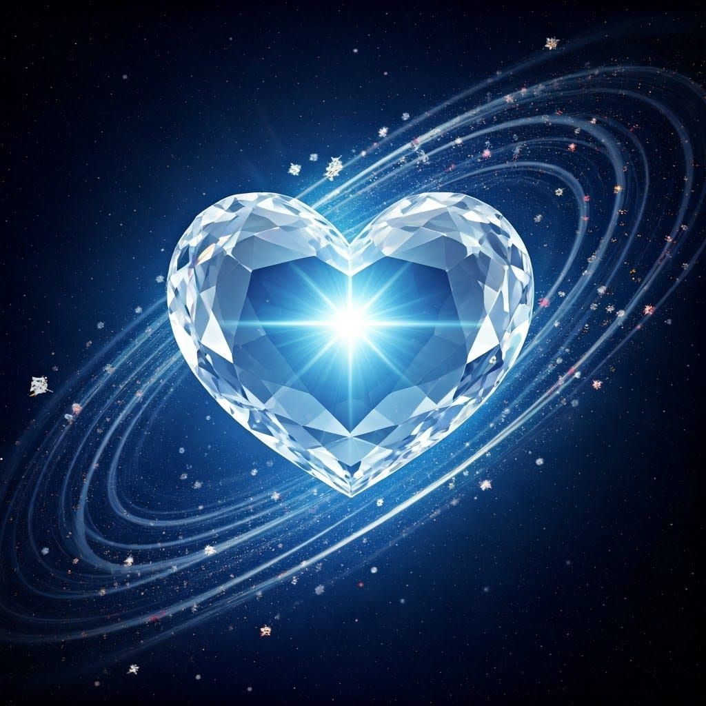 Stellar Crystal Heart Radiates Ethereal Light