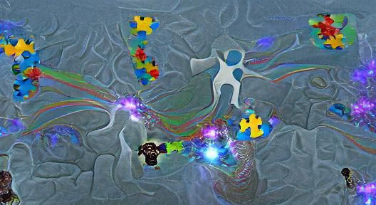 Abstract Art: Autism Awareness in Blue and Gold